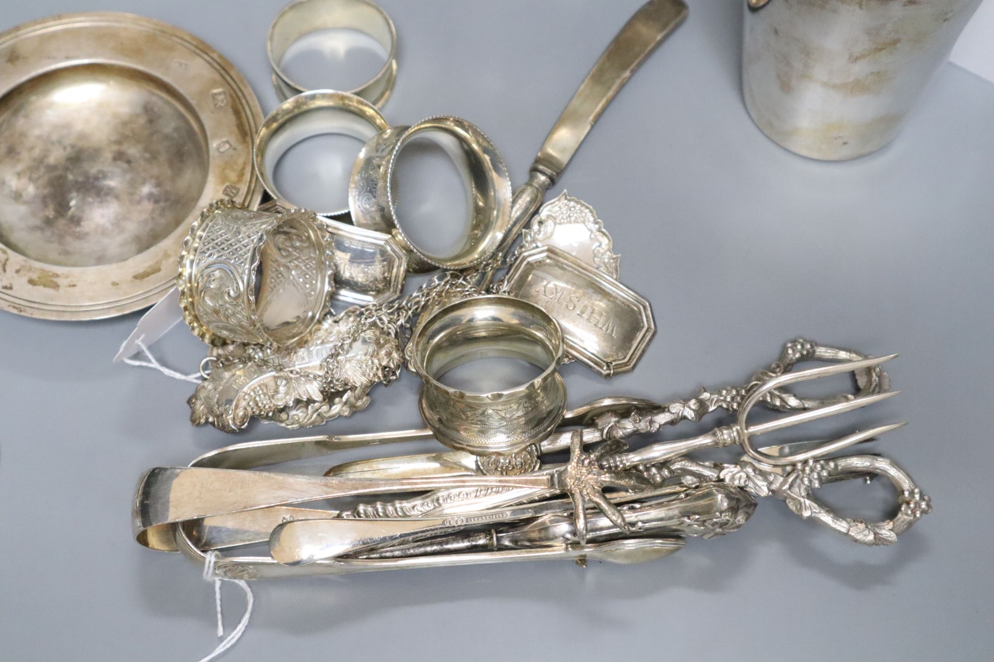 A collection of silver and plated items